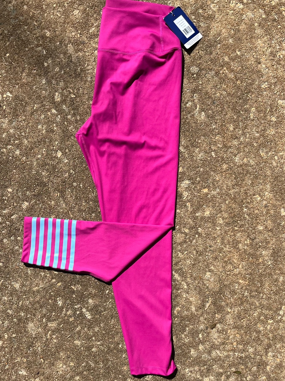 Addison Bay  NEW Women’s XL Pink Plum Active Leggings with Blue Stripe Accent